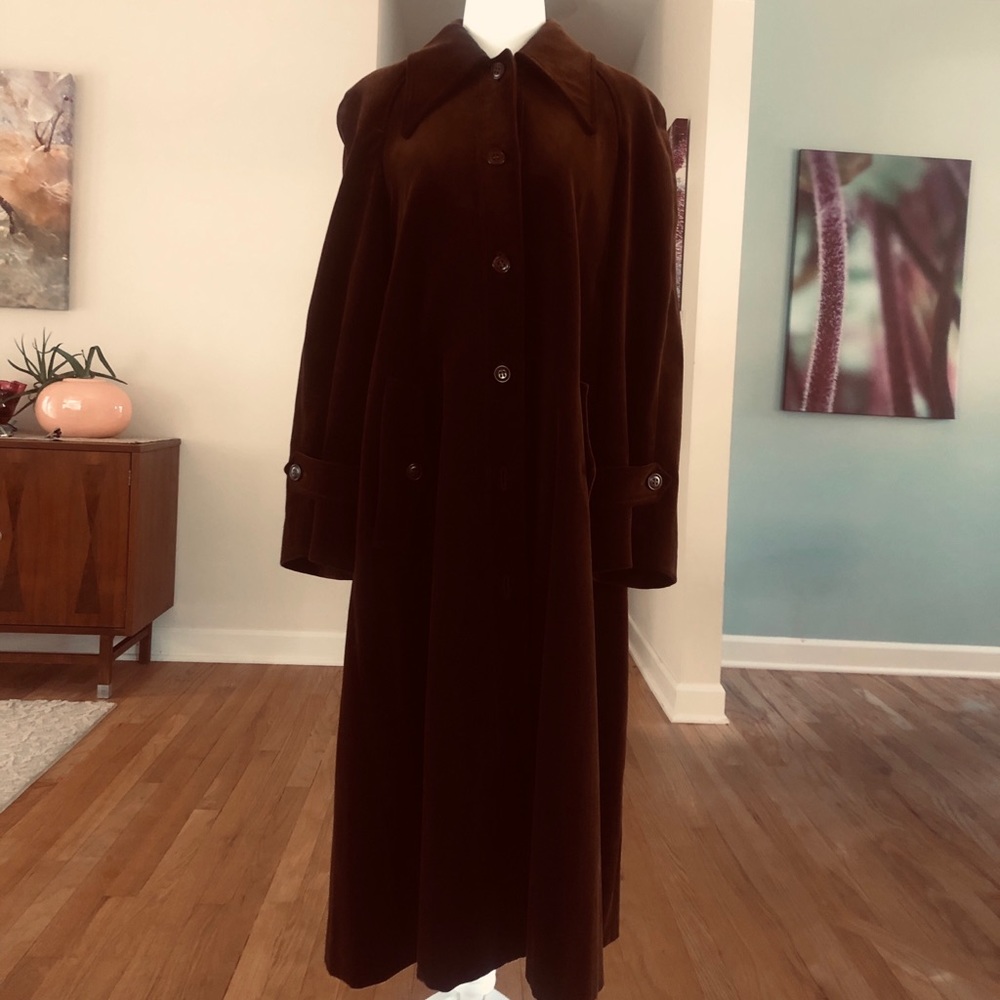 Women's Long Brown Velvet Coat
